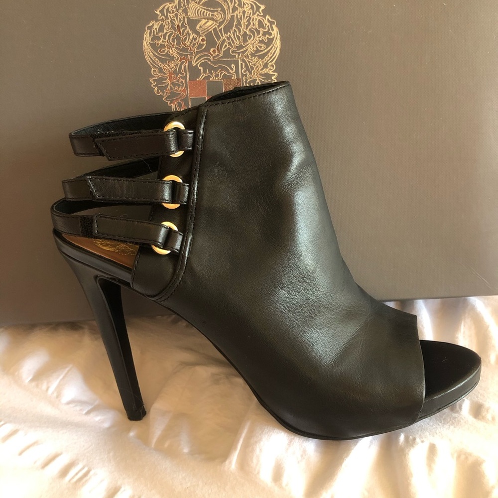 Vince Camuto black booties with straps